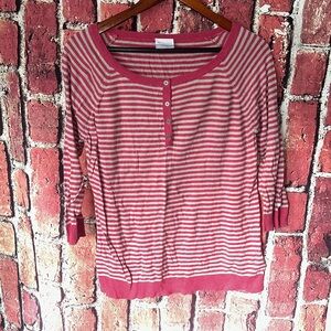 Columbia pink & tan stripes lightweight women’s sweater size large